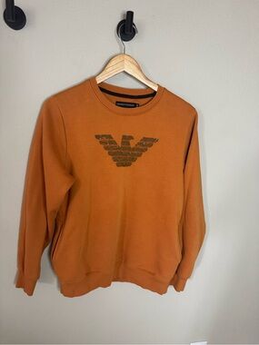 Emporio Armani Style Orange Eagle Sweatshirt With Pockets